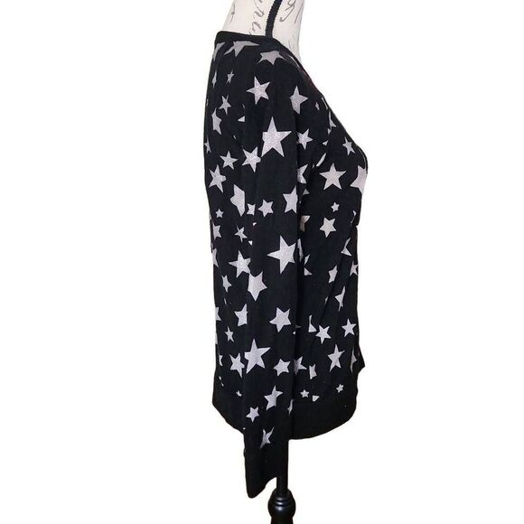 Chaser Ladies Size Medium Soft Black Fleece Dream Top with Silver Stars - Picture 4 of 5